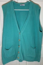 ONE WAY DESIGN  WOMENS VEST TURQUOISE ONE SIZE 100% COTTON MADE IN USA EUC