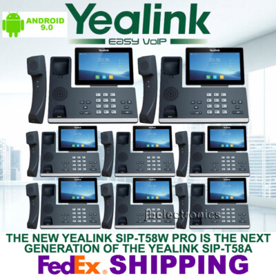 YEALINK SIP-T58W PRO IP PHONE WIFI BLUETOOTH ANDROID - 8 PHONES