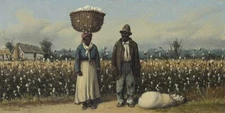 William A Walker : Man and Woman with Cotton Basket on Head : 13X19 Art Print