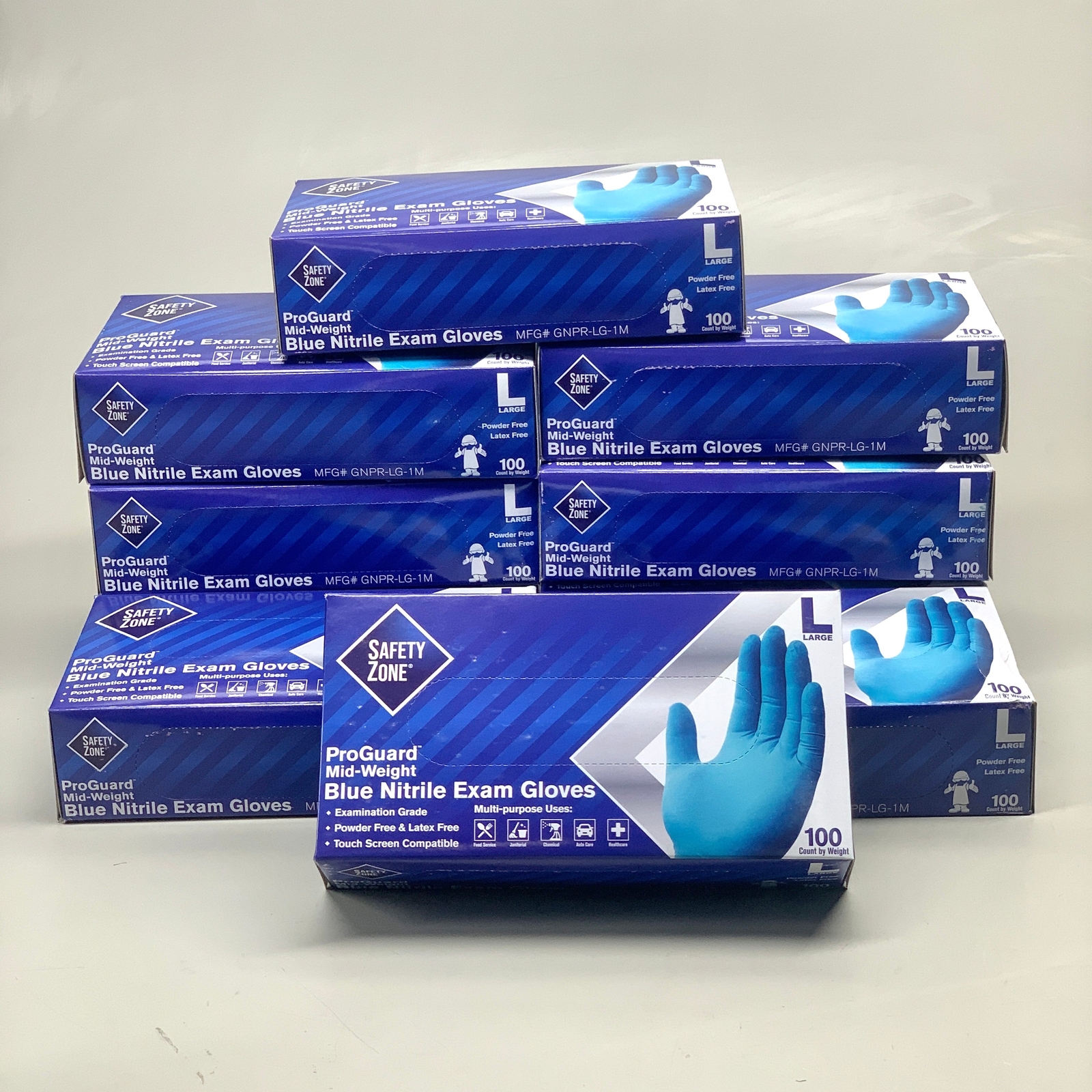SAFETY ZONE (1,000 PACK) Pro Guard Blue Nitrile Single Use Gloves LG
