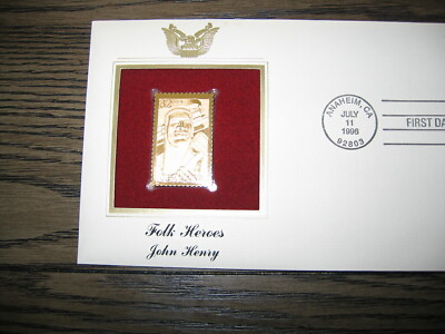 #ad JOHN HENRY FOLK HEROES Gold Golden Cover Stamp replica 1996 $6.99