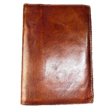 Italian Leather Brown Wallet Checkbook Cover Mens Bifold Card Holder Organizer