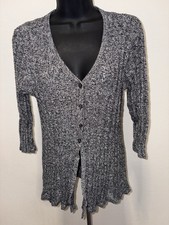 Croft  Barrow Womens Size Large L Cardigan Cotton Ribbed Long Sleeve