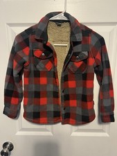 Kids Eddie Bauer Sherpa Lined Plaid Flannel Jacket Size 6/7