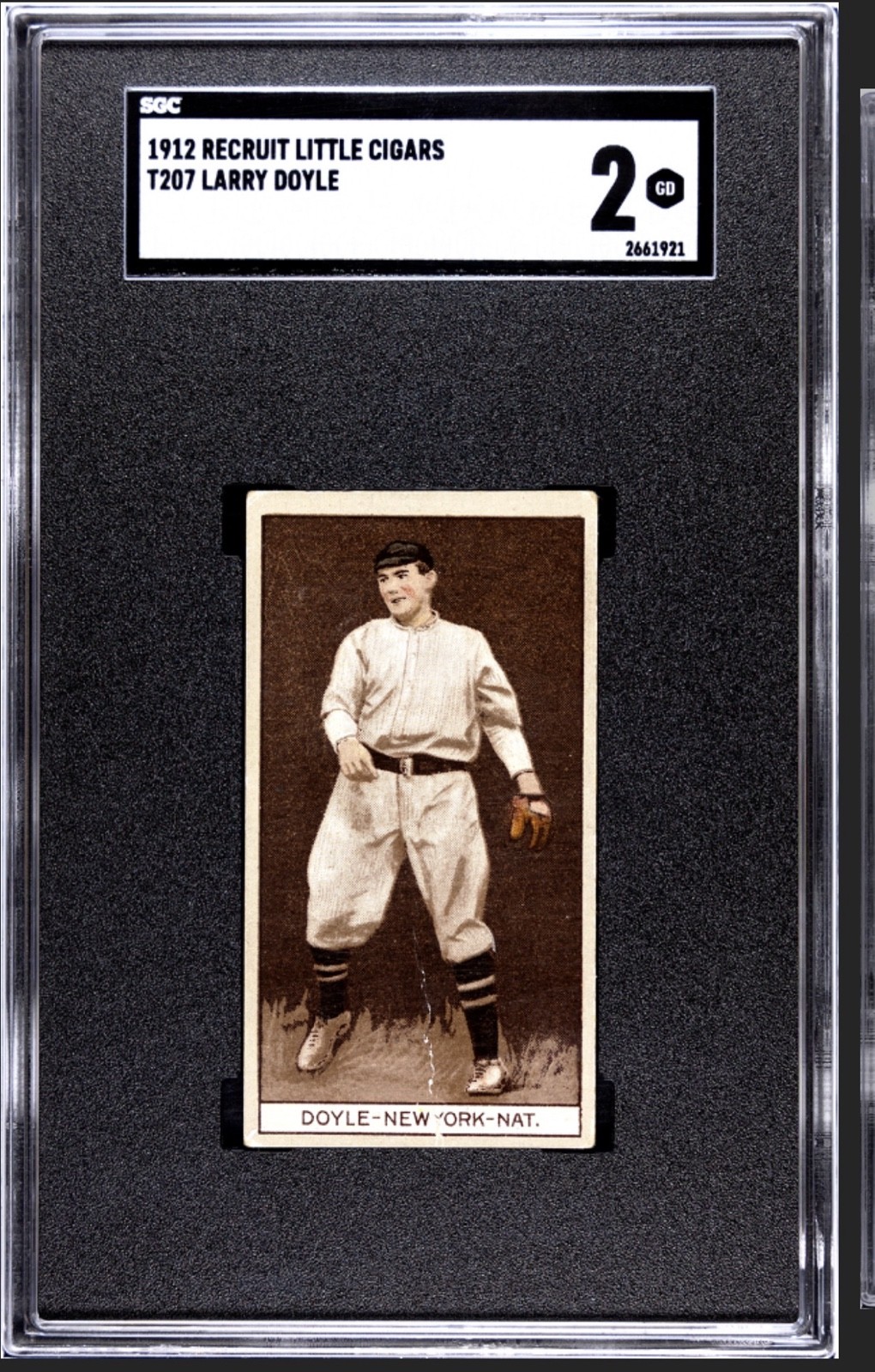 1912 T207 Brown Background - Larry Doyle Recruit Little Cigars (RC) SGC 2