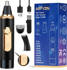 Ear and Nose Hair Trimmer for Men Women with LED Display, 2 in 1 Painless USB Re
