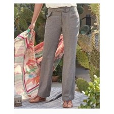 Sundance Rory High Waisted Striped Straight Wide Leg Linen Pants