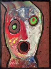 Original Outsider Abstract Modern Portrait Art Painting Cubist Pop Brut Boo