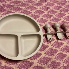 2 PandaEar Unbreakable Silicone Baby Toddler Devided Plate Accessories Sets