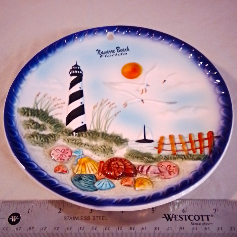 Agiftcorp Navarre Beach Florida Lighthouse Ceramic Decorative Plate 8 in