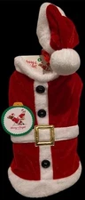 Santa Claus Costume Dog Christmas Velour Jacket & Hat Merry & Bright Size Small