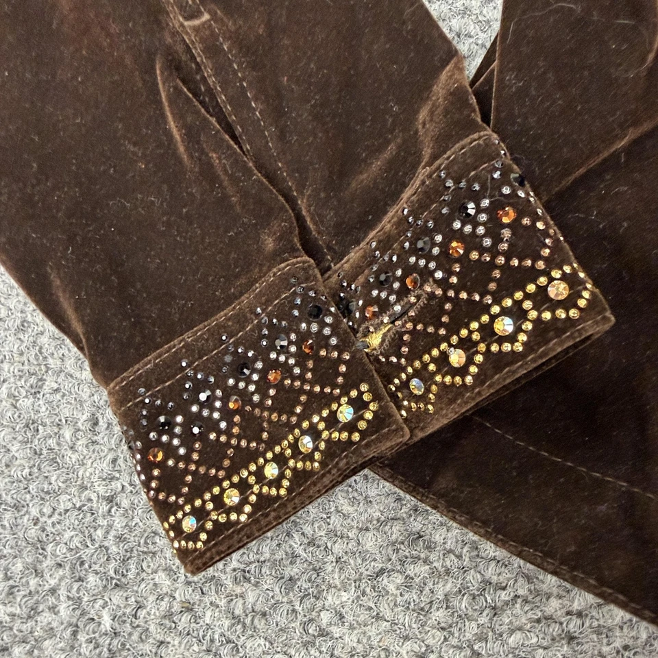 Christine Alexander Jacket Womens XL Brown Velour Rhinestone Embellished Western - Image 3 of 4