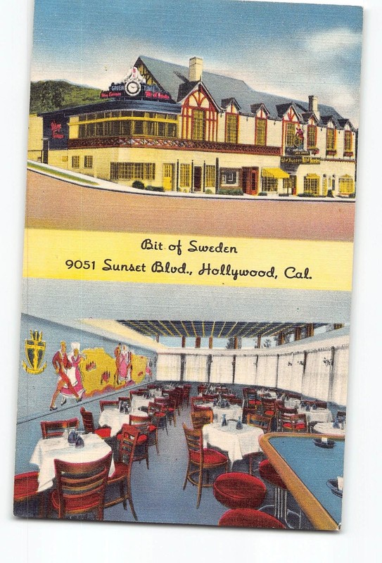 Hollywood California CA Postcard 1930-1945 Bit Of Sweden Restaurant