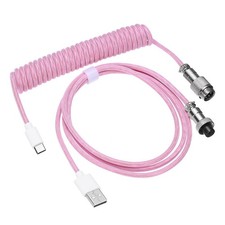 3 m Coiled Keyboard Cable Type-C to USB-A for Gaming Keyboard, Pink