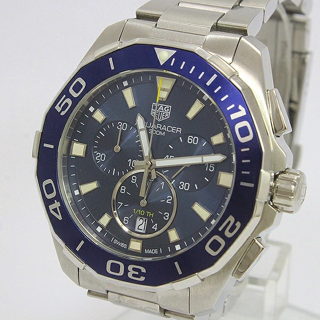 TAG Heuer Aquaracer Chrono CAY111B Blue Dial Stainless Steel Quartz Men's Box