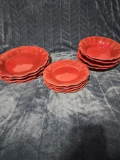 The Pioneer Woman Red Ceramic Dinnerware Set Plates & Bowls Dishwasher Safe