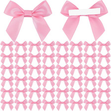 50 Pcs Premade Ribbon Bows Twist Tie Bows Baby Shower Bows Satin Ribbon Bows Sel