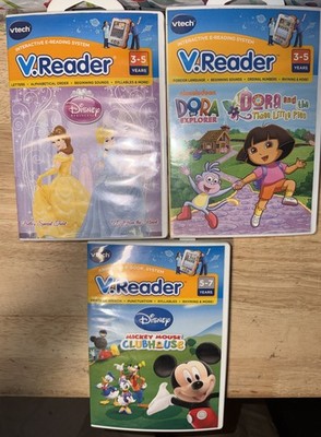 3 VTech V.Reader Mickey Mouse - Dora - Disney Princess Interactive E-Reading