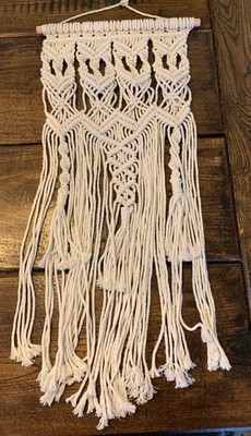 Macrame Woven Wall Hanging 28  Boho Home Chic Bohemian Geometric Art