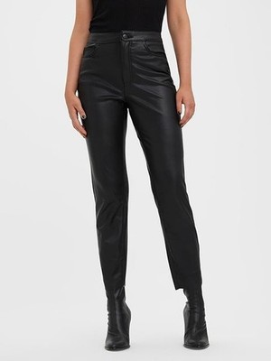 Vero Moda Vmbrenda Straight Leg Pleather Pants UK 4 EU 32 Faux Leather RRP £36