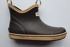 Dark Brown Tan Trim XTRATUF Rubber Pull On Ankle Rain Deck Boots Youth 2 EU 33