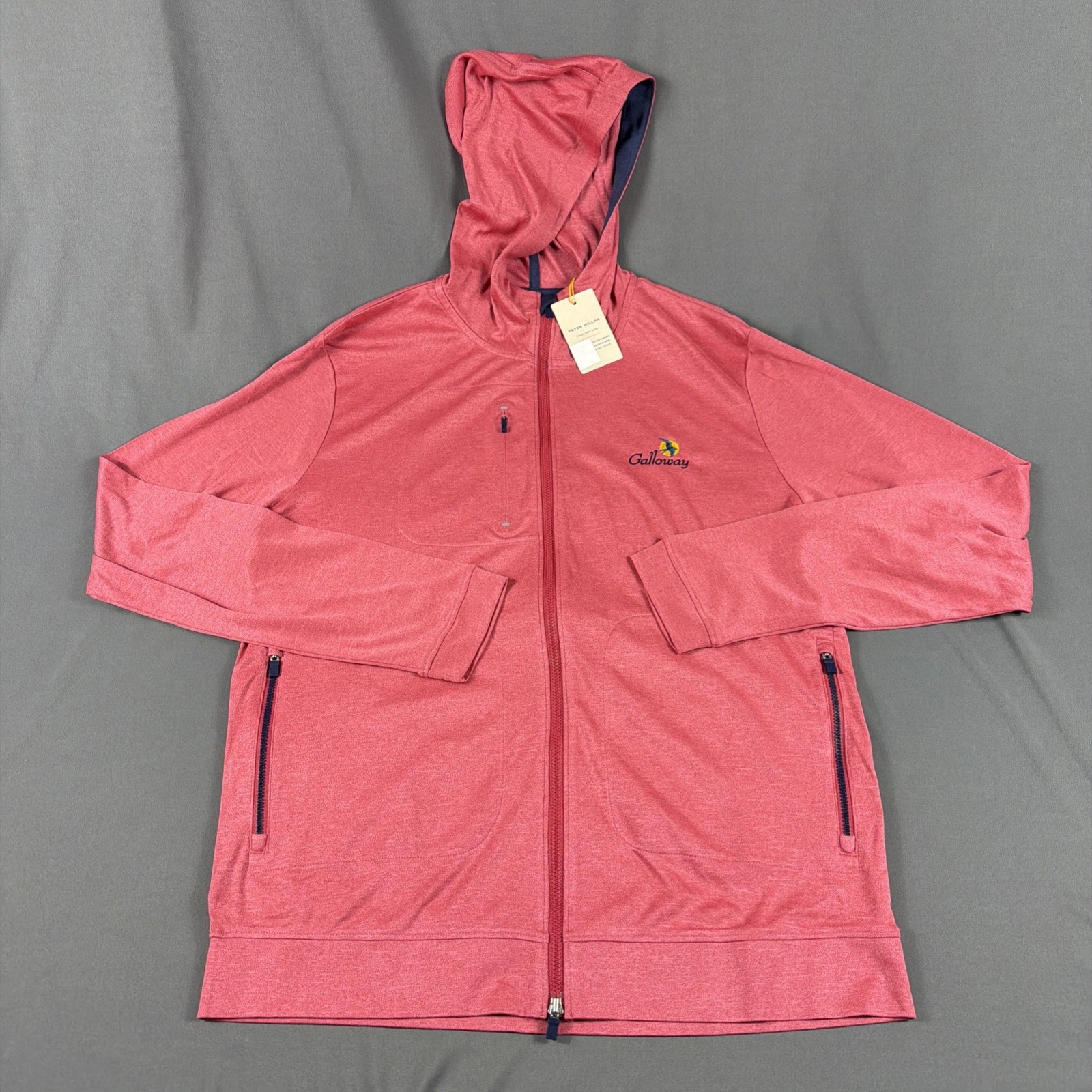 Peter Millar Golf Hoodie Jacket Chest Logo Full Zip Medium Red NWT MSRP $160