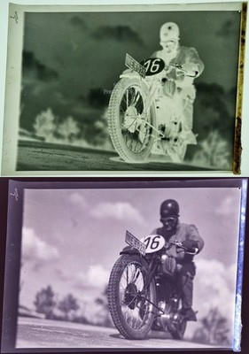 Seltenes Zelluloid Foto Negativ, Motorradrennen: MONZA 1930 - NSU Rad Nr. 16