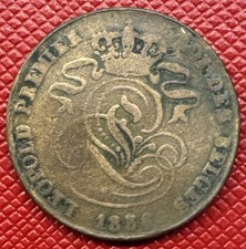 Belgium 1856 Copper 2 Centimes. Leopold I. KM# 4.2