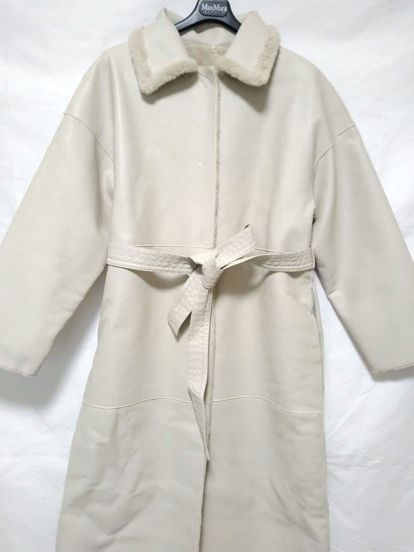 AMERI Reversible Faux Shearling Coat Ivory Beige … - image 6