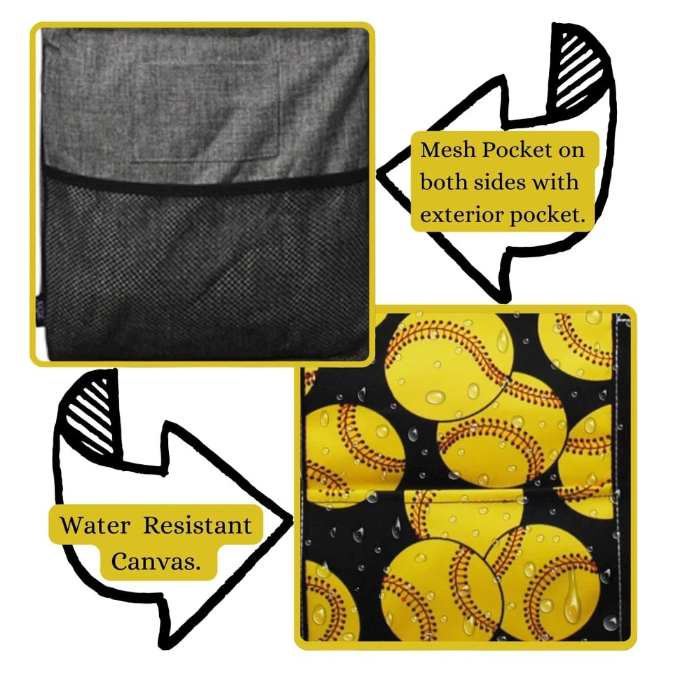 Extra Large Utility Tote Reusable Grocery Organizing Bag Softball-black - Image 4 of 4