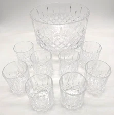 *OPEN BOX* Viski Admiral Punch Bowl Set with 8 Tumblers, Crystal