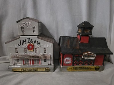 Rare Louisville Stoneware Jim Beam Distlling Co. & Freds Smokehouse Decanters