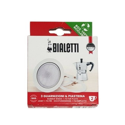 Bialetti Dichtung & Filter - Moka/Dama (2 Einheitsgrößen, Aluminio, Farbe Blanco 