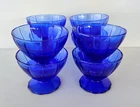HAZEL ATLAS NEWPORT HAIRPIN COBALT BLUE DEPRESSION GLASS SHERBETS SET OF 8