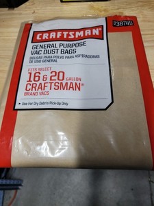 Craftsman General Purpose 16 & 20 Gallon Vac Dust Bags