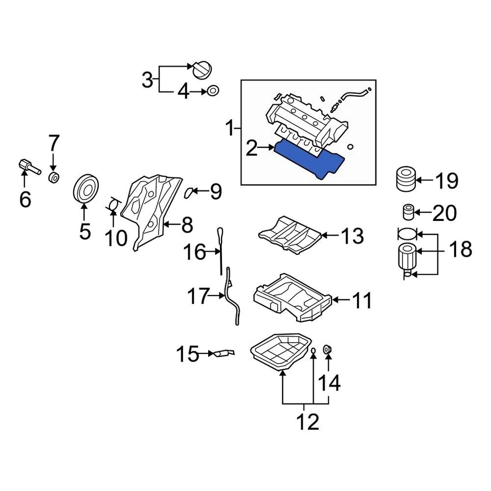 For Hyundai Sonata 2006-2010 Hyundai 224533C120 Left Engine Valve Cover Gasket - Image 2 of 4