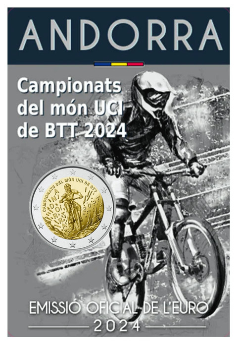 2 Euros commémorative BU Andorre 2024 Coin Card - Championnat du Monde de VTT