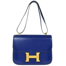 Hermes Blue Saphir Box Calf Constance 23 Shoulder Bag ◯O 194349