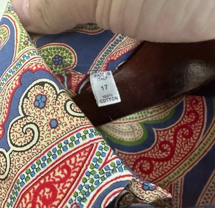 Ralph Lauren Purple Label Blue and Red Paisley Casual Shirt US 17 - Image 3 of 4