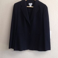 Ann Taylor Loft Navy Blue and Gray Pinstriped Fully Lined Suit Jacket Size 4