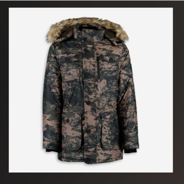 New POLO ASSN camouflage army green parka jacket coat size S