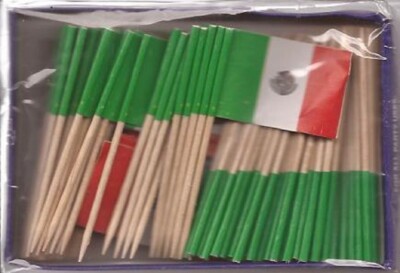 One Box of 100 Mexico Toothpick Flags, 100 Small Mini International Flags