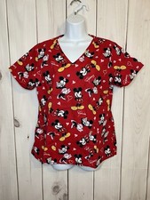 Disney Mickey Minnie Mouse Red Valentine Scrub Uniform Top Plus Size S Small