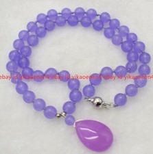 Pretty 8mm Lavender Alexandrite Beads Round Gemstone Pendant Necklace 18'' AAA