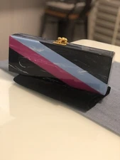 Edie Parker Blue Flavia Diagonal Marble-effect Acrylic Clutch_NWOT