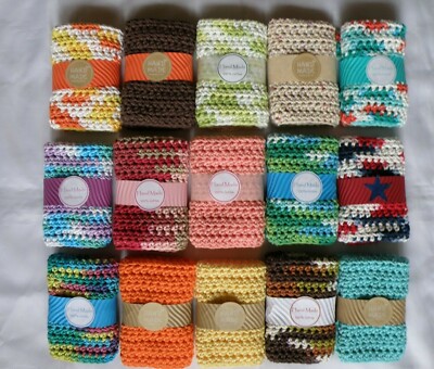 LARGE 2 Kitchen Basics Crochet Dishcloth / Washcloth 100% Cotton Select Color