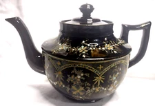 Hand Painted Teapot Price Bros England M&M Brown No 7 Star Mark Antique