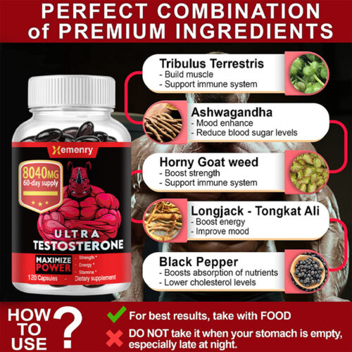 Ultra Testosterone - Tribulus Terrestris - Testosterone Booster & Muscle Builder - Picture 5 of 16