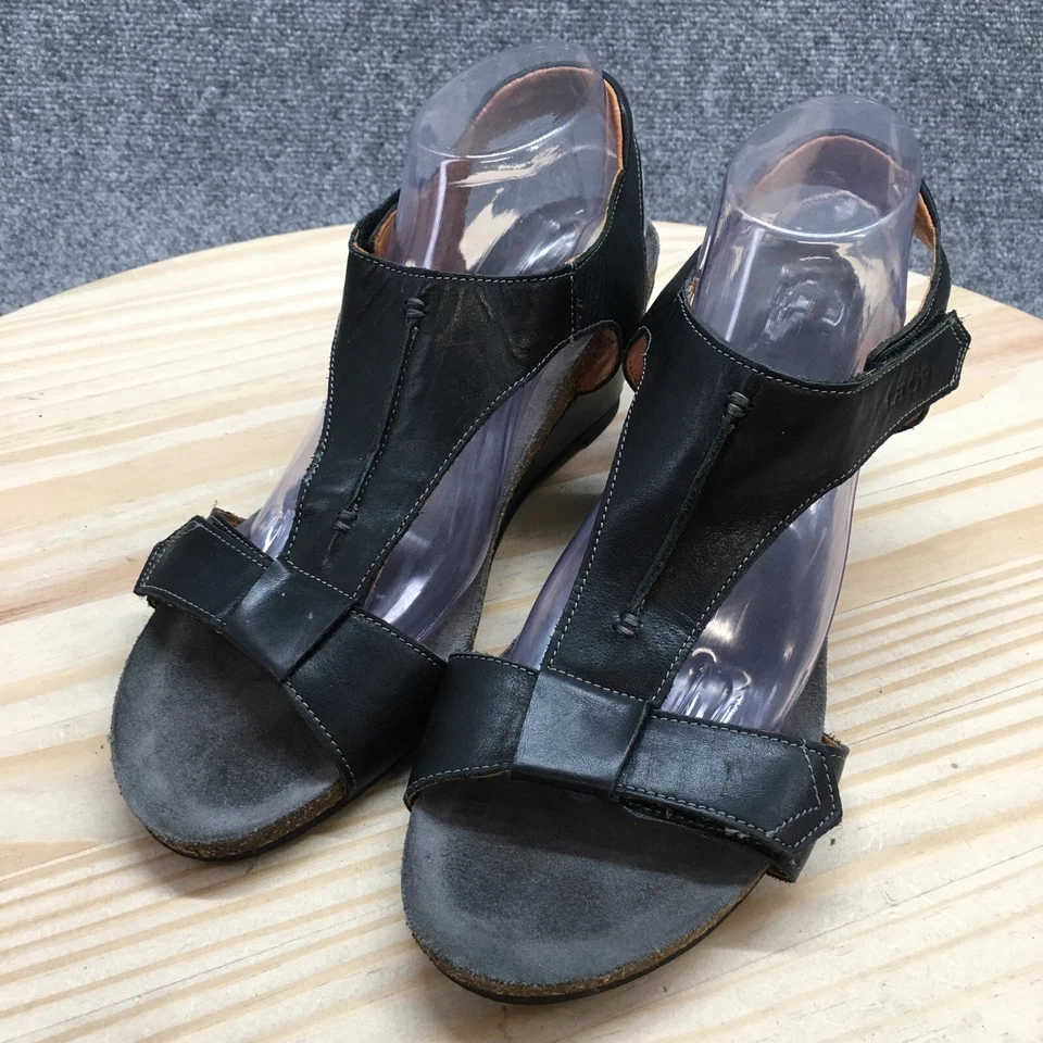 Sandalias Taos para mujer 42 Sheila 2 Gladiador negras informales gancho y bucle tacones de cuña Foto 3 de 4