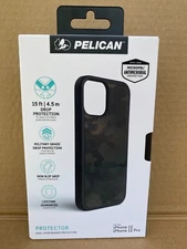 Pelican Protector iPhone 12 Case Camo Green Black Slim Dual Layer